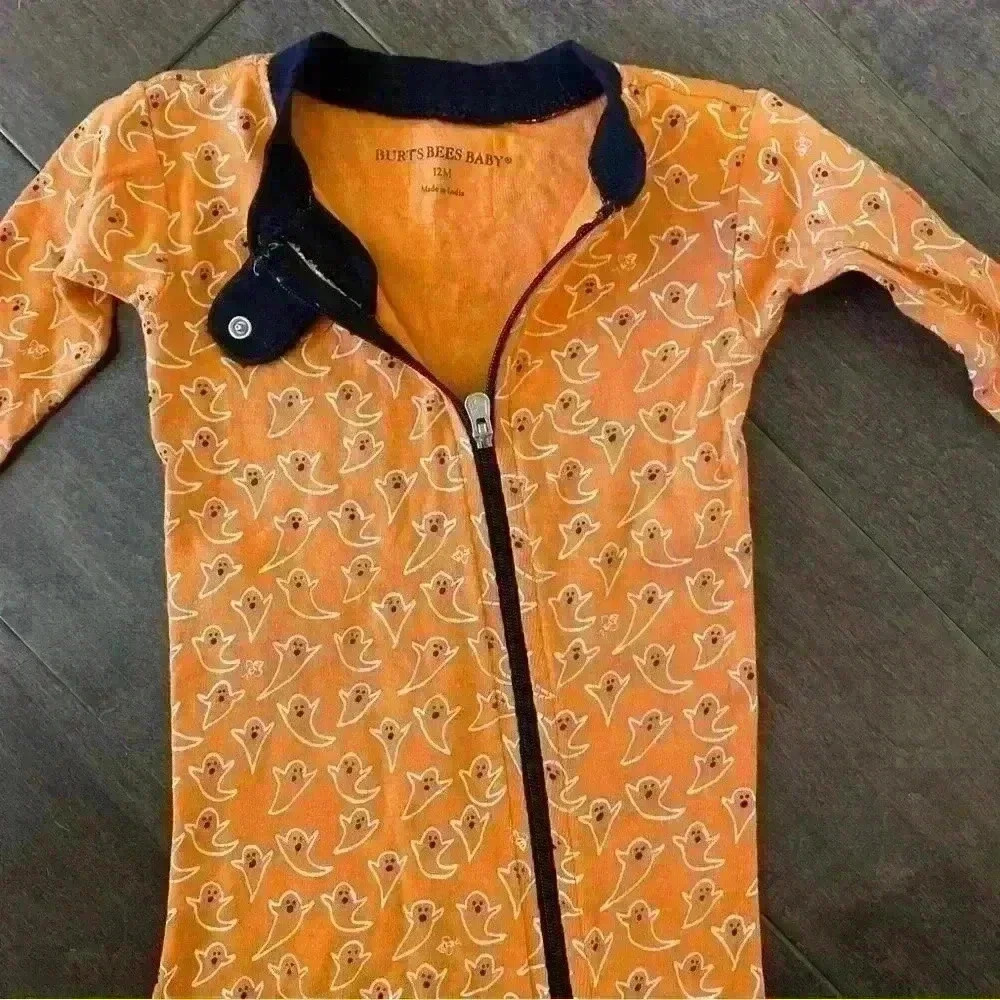 Burt’s Bees Baby Pajamas Halloween Ghost Fall 12M EUC - Picture 2 of 4